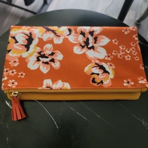 Rachel Pally Orange Zahara Reversible Foral print Clutch. MSRP $135
